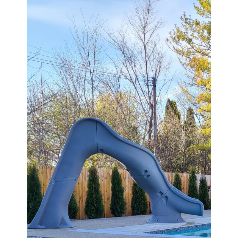 Riptide Pool Slide - Grey with light package, Right turn GPPSRT-GREY-R-LED