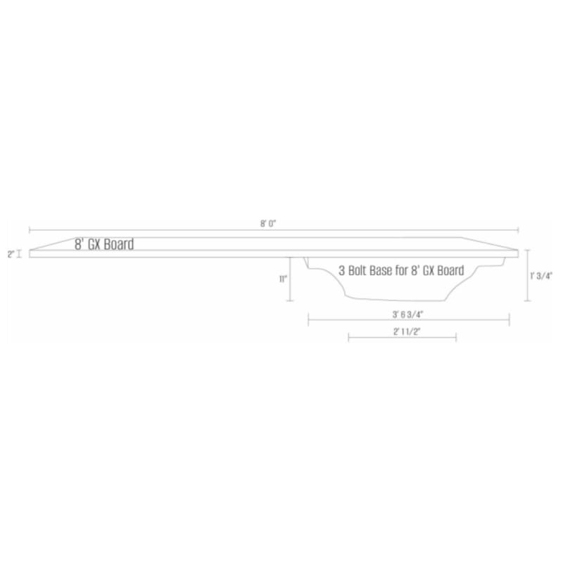 3 Bolt Base with Jig for 8' Board, White