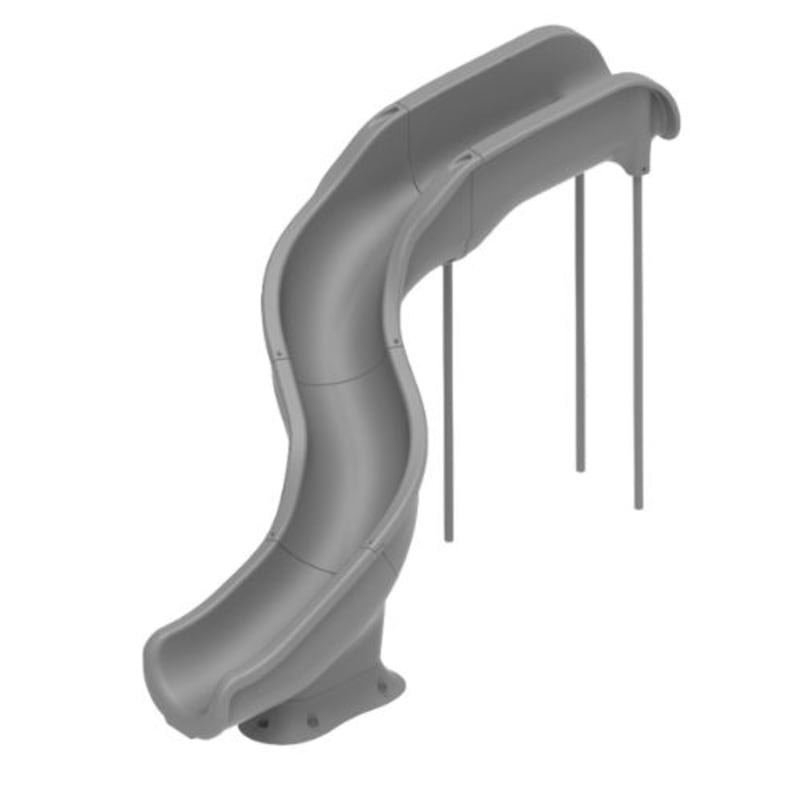 RT15 Pool Slide, Grey - Left Turn with Flume Light Package