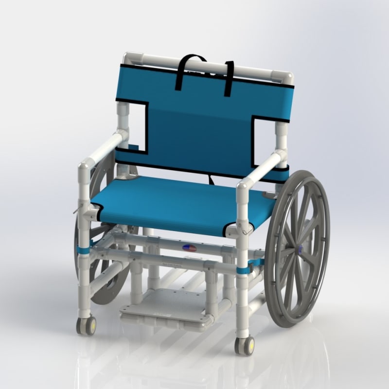 24" PVC Pool Access Chair with Mesh Seat and Slide Out Footrest, F-520XWSPM