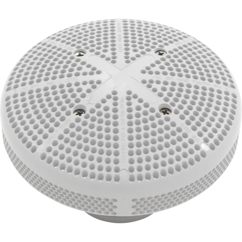White Fiberglass Hi-Flo Suction Fitting Complete with 6" Cover/Wall Fitting/Nut