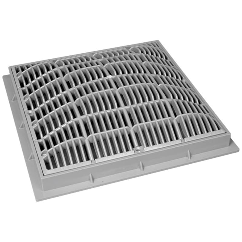 12" x 12" Square Gray Anti-Vortex Main Drain Frame & Grate