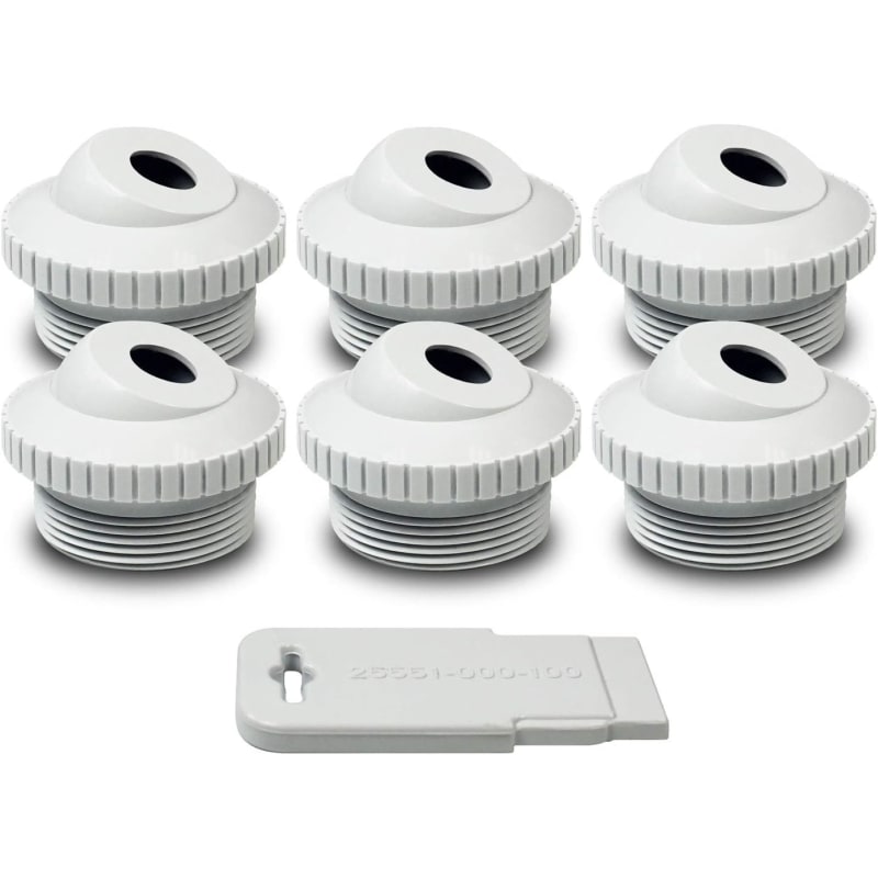 White 1/2" Directional Flow Eyeball Inlet Jet, Standard 1-1/2" Thread, Pack Of 6 Fittings With Installation Tool
