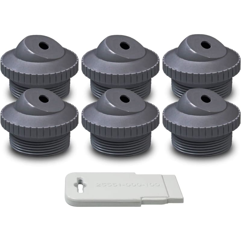 Grey 3/8" Directional Flow Eyeball Inlet Jet, Standard 1-1/2" Thread, Pack Of 6 Fittings With Installation Tool