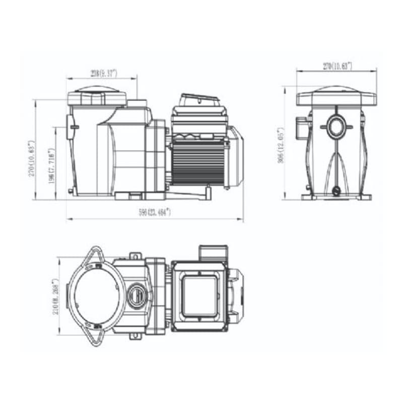 Variable Speed Pool Pump, 1.5 Threaded Ports, 1.5HP