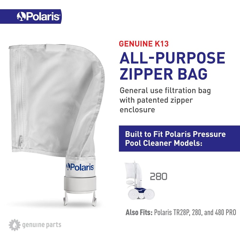Genuine Parts K13 All-Purpose Zipper Replacement Debris Bag, for Automatic Pressure Pool Cleaner Vac-Sweep 280/TR28P