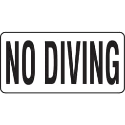 No Diving 6x12 Stick-On, 4" Letters, Vinyl