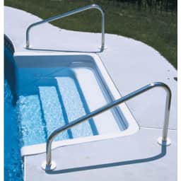32" Deck Mounted, Stainless Steel, Side Step Handrails (Pair) - White