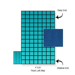 15'x30' King Light Weight Solid, Left Step Safety Cover, Blue, 20 Yr. Warranty
