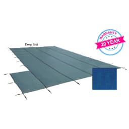 15'x30' King Light Weight Solid, Left Step Safety Cover, Blue, 20 Yr. Warranty