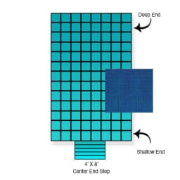 16'x32' King Light Weight Solid, Center End Step Safety Cover, Blue, 20 Yr. Warranty