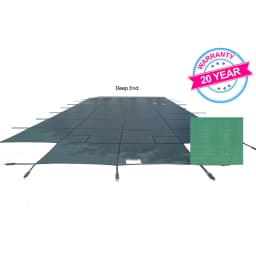 20'x44' King Light Weight Solid, Center End Step Safety Cover, Green, 20 Yr. Warranty