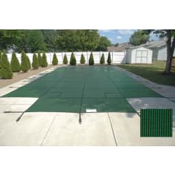 18'x36' King99 Mesh Left Step Safety Cover, Green, 20 Yr. Warranty