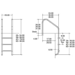 30" Commercial Ladder, 4-step - Marine Grade