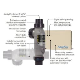 AquaLink, AquaPure 3-Port 14-Blade Replacement Salt Cell Kit, 40K Gallons, and 16' Cable
