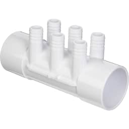 Manifold 2"SLIP x 2"SLIP x with Six 3/4" Barb Fittings