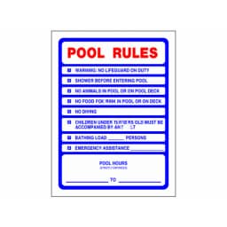 Pool Rules Sign, 18"x24"
