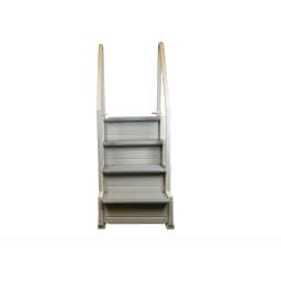 Sturdy Above Ground Pool Entry System with Dual Handrails and Slip-Resistant Steps, Easy Installation, Supports up to 400 lbs - Warm Grey with Grey Treads