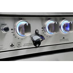 44" 6-Burner 115,000 BTW Stainless Steel Gas Outdoor Kitchen Grill with Infrared Side & Rear Burners, Granite Countertops, Storage Cabinets and Drawers