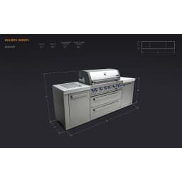 44" 6-Burner 115,000 BTW Stainless Steel Gas Outdoor Kitchen Grill with Infrared Side & Rear Burners, Granite Countertops, Storage Cabinets and Drawers