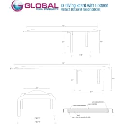 U Frame Diving Board Base 24" - Polished Stainless Steel