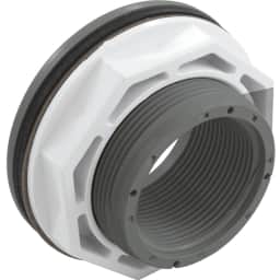 1-1/2" Wall Fitting with Locknut & Gaskets, Threaded, Dark Gray