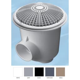 8" White Concrete Deep Sump Assembly with 8" Tru Flo Drain Cover & 2-1/2" Slip
