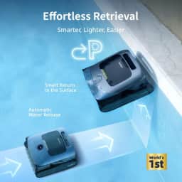 A100 Pro Cordless Robotic Pool Cleaner, Clarifies Water, Skims Water Surface, Surface Parking, Blue