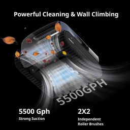 A100 Pro Cordless Robotic Pool Cleaner, Clarifies Water, Skims Water Surface, Surface Parking, Blue