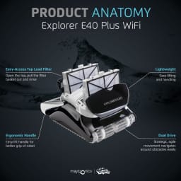 Dolphin Explorer E40 Robotic Pool Cleaner – Wi-Fi Enabled with Wall Climbing & Waterline Scrubbing for Inground Pools up to 50 Ft