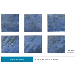 Gneiss Series 6"x 6" Porcelain Pool Tile, Lapis Blue, 1.0 sqft