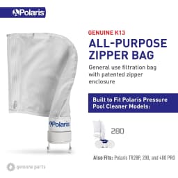 Genuine Parts K13 All-Purpose Zipper Replacement Debris Bag, for Automatic Pressure Pool Cleaner Vac-Sweep 280/TR28P