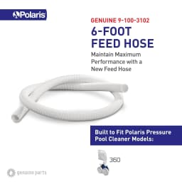 360 Pool Cleaner Feed Hose – Genuine OEM 6 Ft Replacement Hose (9-100-3102) | Durable Corrugated Hose, No Cuffs