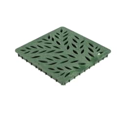 1218GR, 12" Green Plastic Decorative Botanical Design Square Catch Basin Drain Grate