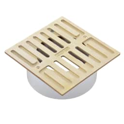 NDS 913B 5 in. Square Grate with PVC Collar, Satin Brass