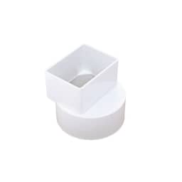 2" x 3" x 4" White S&D Hub PVC Offset Downspout Adapter