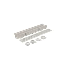 864, 5" x 5.5" x 39-3/8" Light Gray Plastic Pro Series Deep Profile Channel Drain Kit