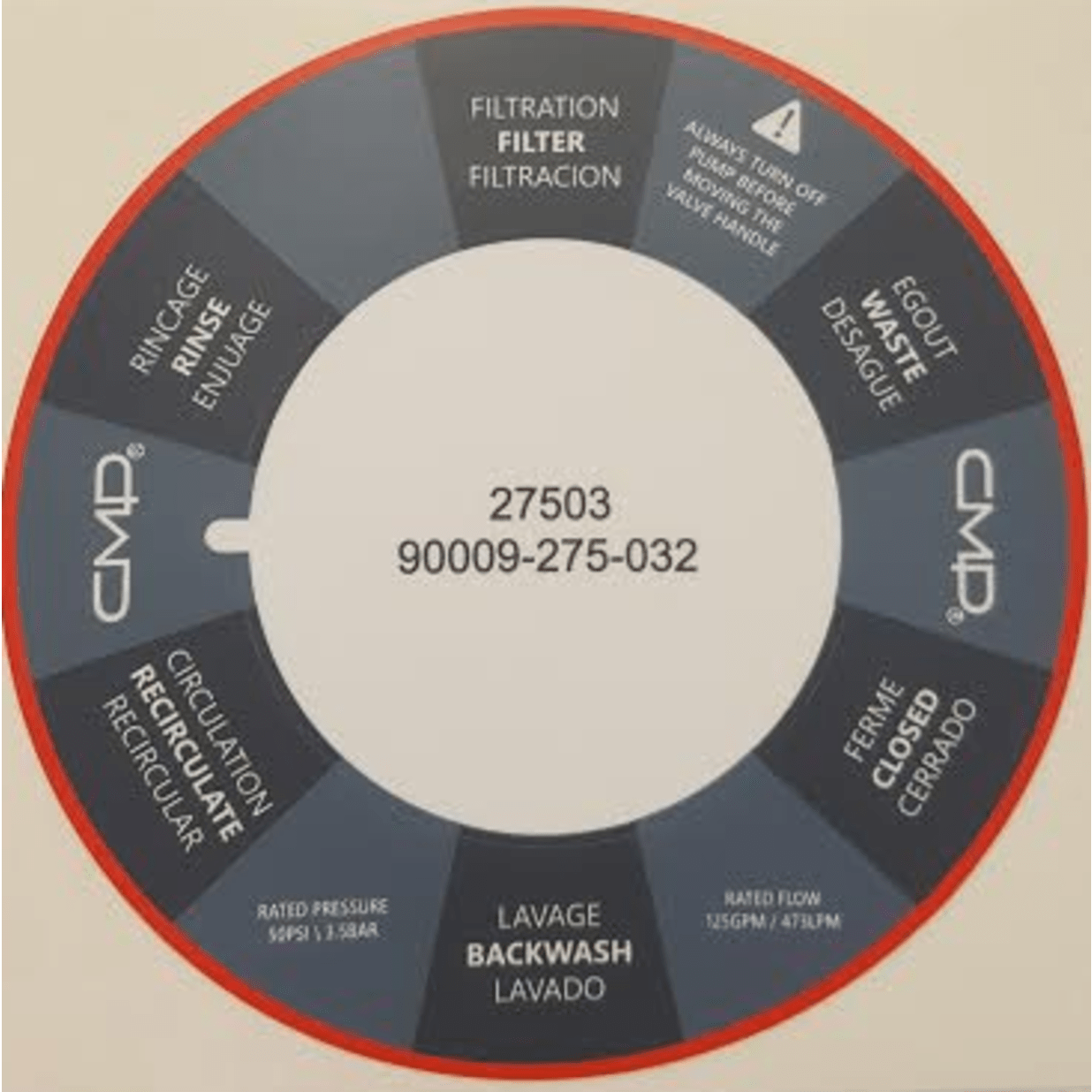 Replacement CMP 2" Multiport Valve Label