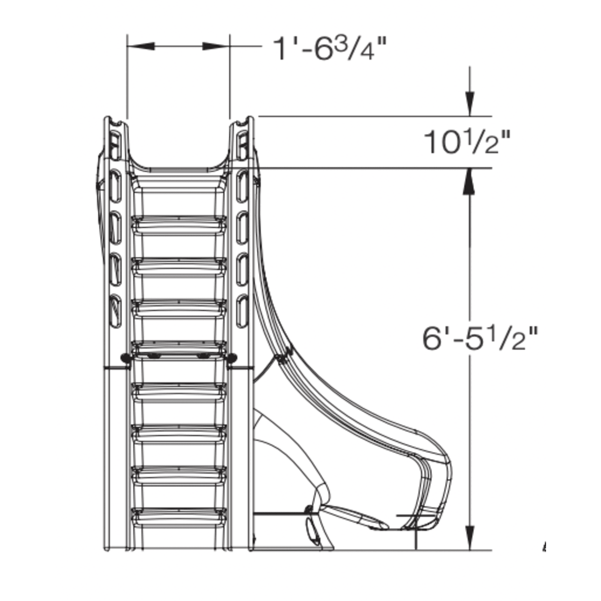 Typhoon Complete Slide, Right Turn - Gray Granite