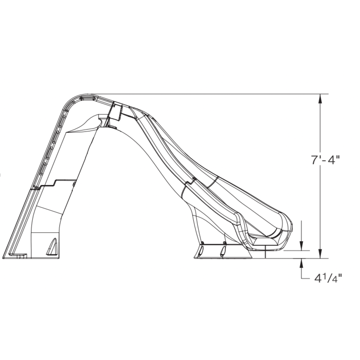 Typhoon Complete Slide, Left Turn - Gray Granite