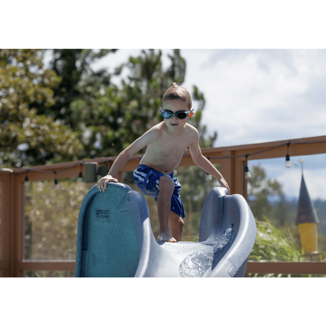 Cyclone Complete Pool Slide, Right Turn - Taupe