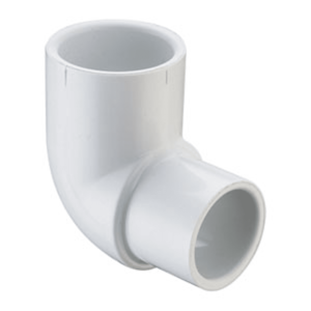 2" x 1-1/2" White SCH40 PVC 90 Degree Reducing Elbow Socket