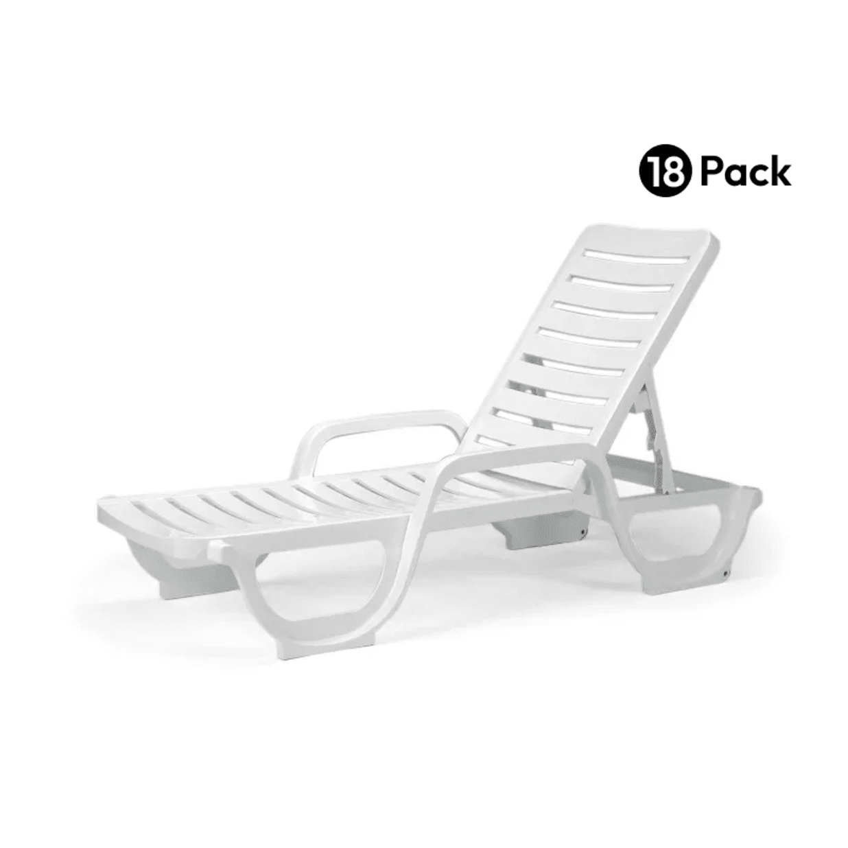 Pack of 18 - Bahia Stacking Chaise Lounge Chair, White