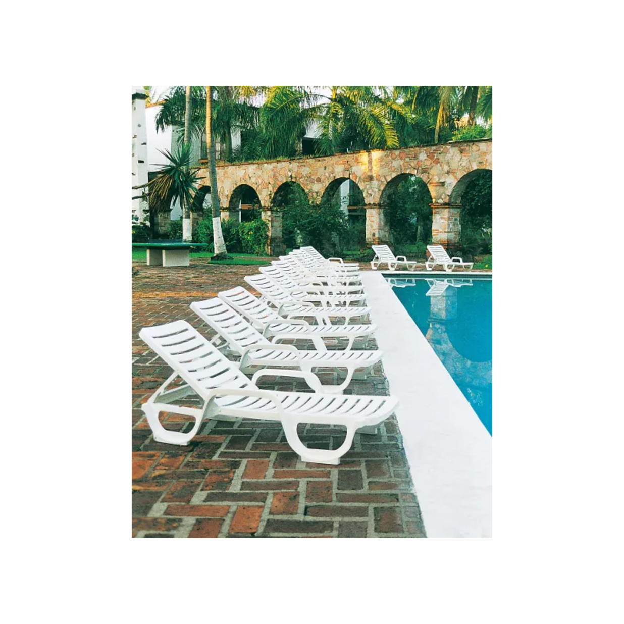 Pack of 18 - Bahia Stacking Chaise Lounge Chair, White