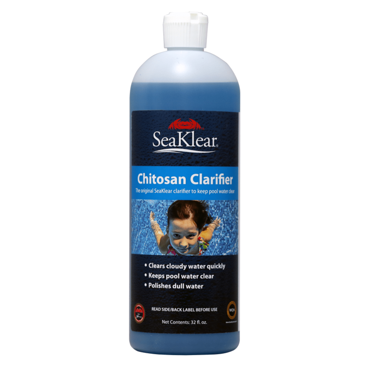 Natural Chitosan Clarifier for Swimming Pools, 1 Quart Bottle