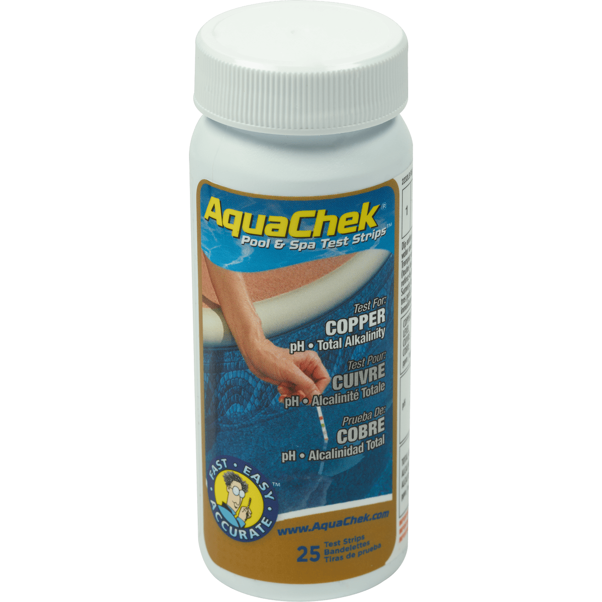 Copper 3-in-1 Pool and Spa Test Strips – Tests for Copper, pH, and Alkalinity – 25 Strips, Great for Mineral Systems and Ionizers