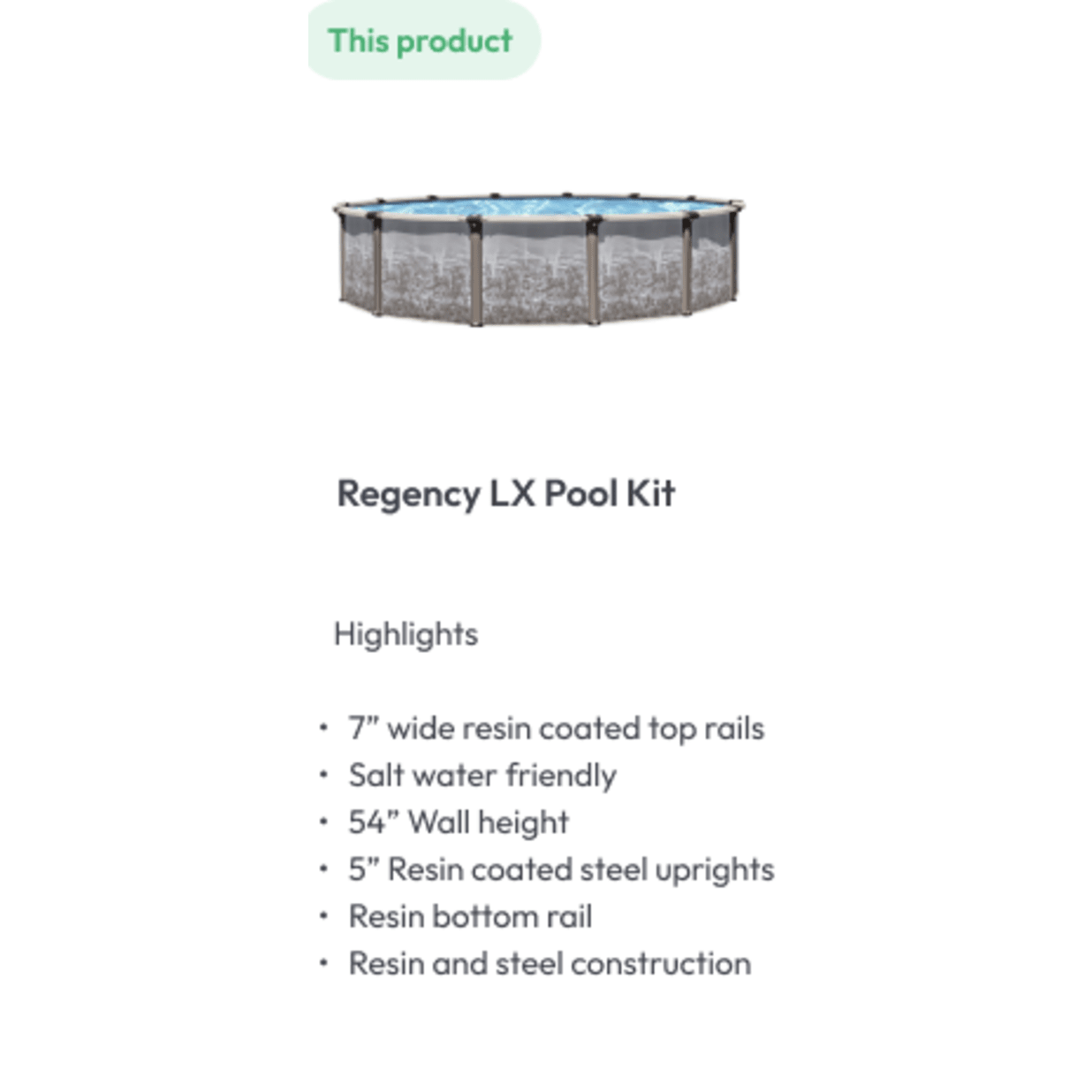 Regency LX 15'x30' Oval, 54" Deep Above Ground Pool