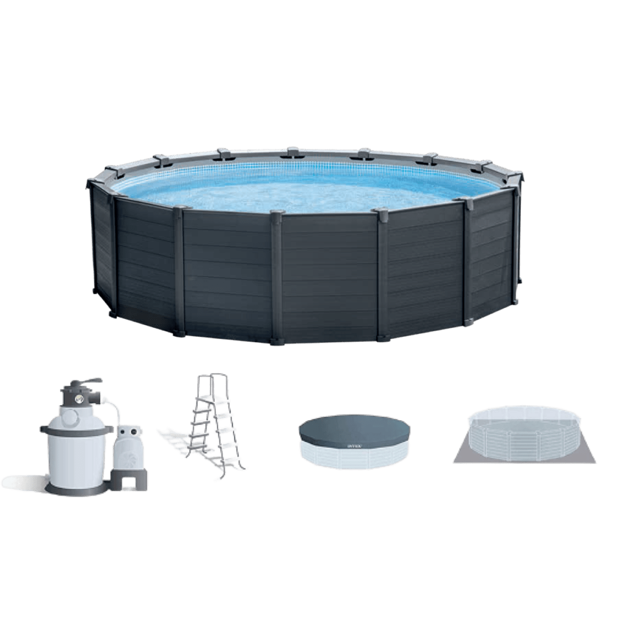15' 8" x 49" Above Ground Swimming Pool Set with Sand Filter Pump & Ladder