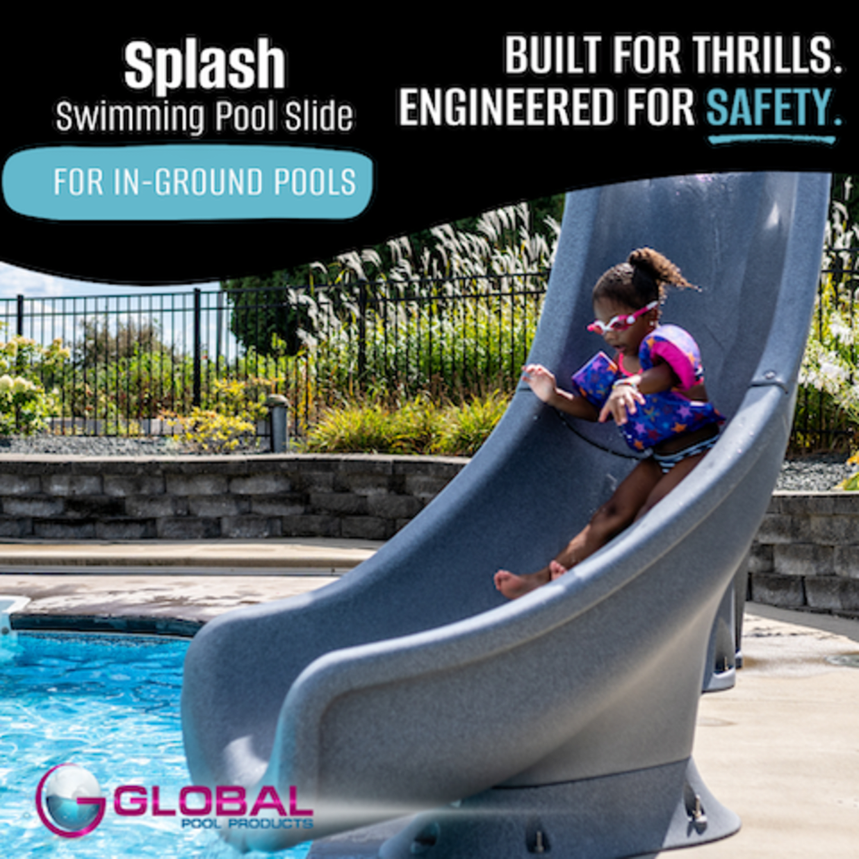 Splash Water Slide Right Turn, Gray Granite