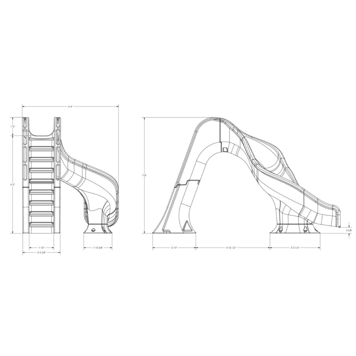 Riptide Pool Slide - Grey with light package, Left turn GPPSRT-GREY-L-LED